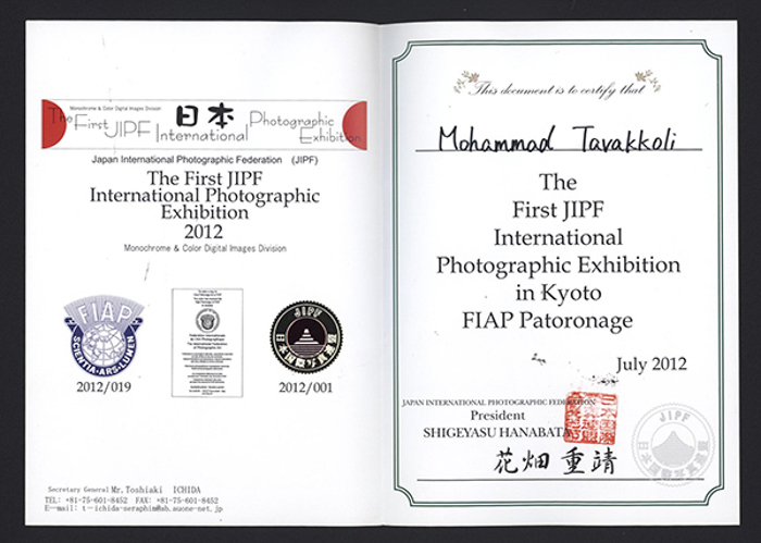 JIPF International Exhibition Kyoto 2012 — FIAP Patronage